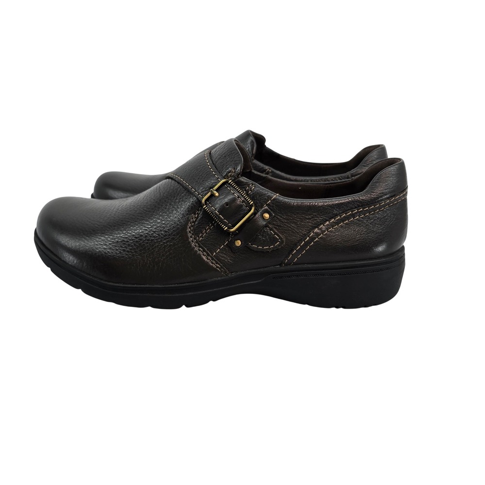 Clarks Collection Cheyn Madi Dark Brown Leather Buckle Loafers Womens 7.5 M